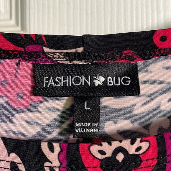 Fashion Bug Sleeveless Printed Pink and Black Dress, Large - Picture 3 of 9